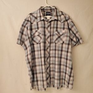 Vintage Wrangler Peral Snap Button Up Plaid Short Sleeve Men's 3X Western Shirt